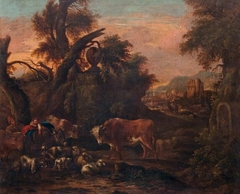 Landscape with a Red Bull by Michiel Carree