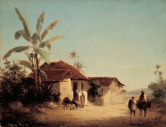 Landscape with Farm Buildings and Palm Trees by Camille Pissarro