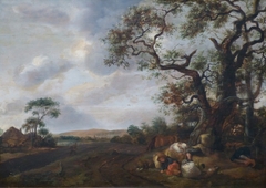 Landscape with gypsies at rest by Ludolf de Jongh