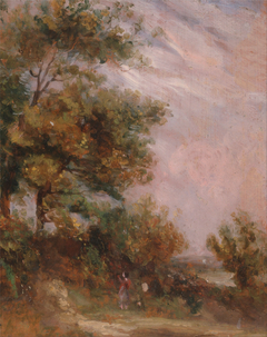 Landscape with Trees and a Figure by Thomas Churchyard