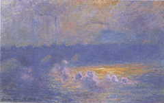 Le pont de Waterloo, effet de soleil avec fumées by Claude Monet