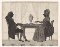 Louis Metayer en Antoinette Bernard aan tafel by Joseph Adolf Schmetterling