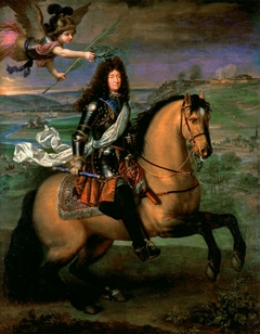 Louis XIV à cheval couronné par la Victoire devant le siège de Namur