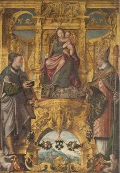 Madonna with Saint Luke and Saint Eligius, patron saints of the artists' and saddlers' guild by Lancelot Blondeel