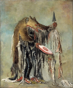 Medicine Man, Performing His Mysteries over a Dying Man by George Catlin