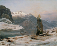 Menhir in Sognefjord in Winter by Johan Christian Dahl