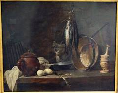 Menu de maigre et Ustensiles de cuisine by Jean-Baptiste-Siméon Chardin