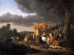 Milking a Cow by Adriaen van de Velde