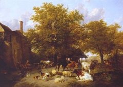 Milking Time - Study of a Farm-Yard near Canterbury by Thomas Sidney Cooper