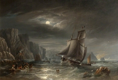 Moonlight Coastal Scene by James Wilson Carmichael