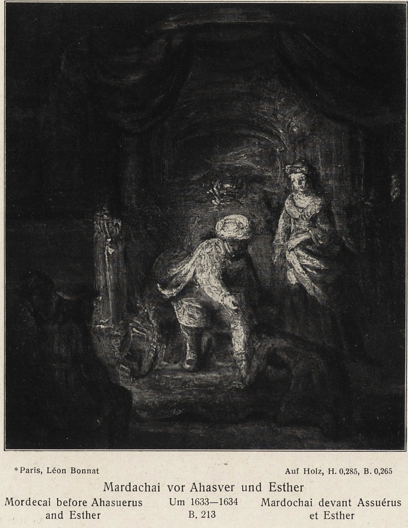 Mordecai before Ahasuerus and Esther