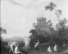 Nymphs and Satyr in front of a Temple by Roelant Savery