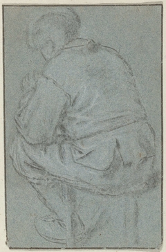 Op kruk zittende man, op de rug gezien by Unknown Artist
