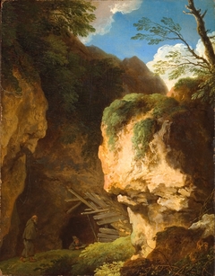 Paysage, Deux ermites à l'entrée d'une grotte