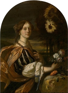 Portrait of a Woman with Sunflowers by Carel de Moor