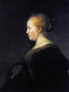 Portrait of a young woman in profile by Rembrandt