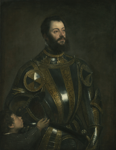 Portrait of Alfonso d'Avalos, Marchese del Vasto, in Armor with a Page
