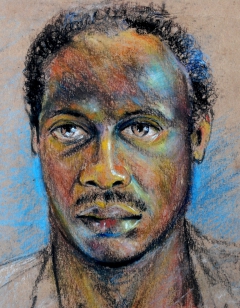 Portrait of Mubarak Pastel work