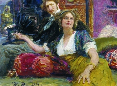 Portrait of poet, prose writer, translator and dramatist Sergei Mitrofanovich Gorodetsky with his wife