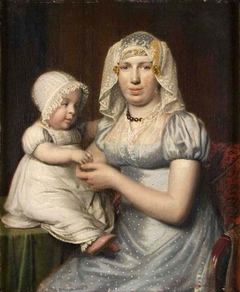 Portret (kniestuk) van Eelkje Poppes en haar dochter Petronella Joh. Carolina by Willem Bartel van der Kooi
