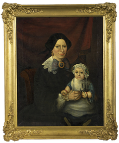 Portret van Antje Nieveen - geboren Rasker - met jongste zoon Jacob Nieveen by onbekend
