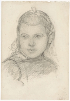 Portret van een meisje met strikje in het haar by Jozef Israëls