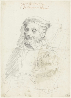 Portret van een oude man met gesloten ogen by Unknown Artist