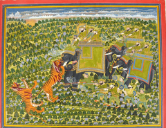 Raghuraj Singh hunting tigers Datia, by Anonymous