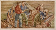 Railroading (mural study, Chillicothe, Illinois Post Office) by Arthur Lidov