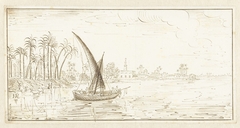 Rivierlandschap met een boot op de Nijl by Johan Teyler