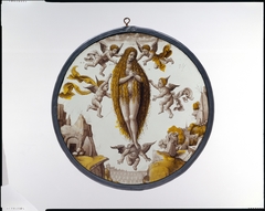 Roundel with Mary of Egypt crossing the Jordan by Anonymous