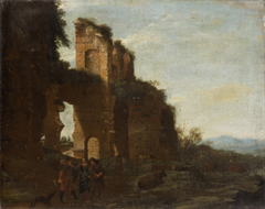 Ruine mit Räubern und einer Frau by Willem van Bemmel