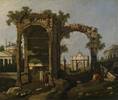 Ruins with Figures by Canaletto