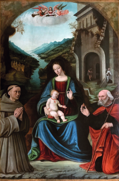 Sacra conversatione with Saints Francis and Anthony as well as Anthony of Padua and John the Baptist by Alessandro Araldi