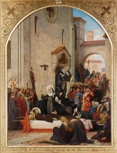 Sainte Claire recevant le corps de saint François d'Assise au couvent de Sainte-Marie-des-Anges by François-Léon Benouville