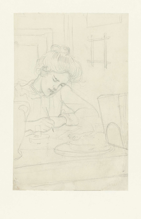 "Schrijvende Vrouw Aan Tafel" Jozef Israëls - Artwork On USEUM