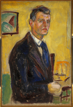 Self-Portrait against Yellow Background by Edvard Munch