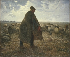 Shepherd Tending His Flock by Jean-François Millet