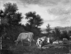 Shepherdess with Cattle by Adriaen van de Velde