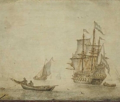 Ships lying in the roads by Cornelis Pietersz de Mooy