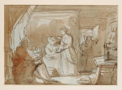 Sketch for a Highland Interior with Figures - John Phillip - ABDAG004174 by John Phillip