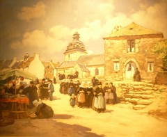 Sortie de messe au Faouët by Henri Alphonse Barnoin