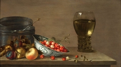 Still life with apples, strawberries, a can and a rummer by Gillis Gillisz de Bergh