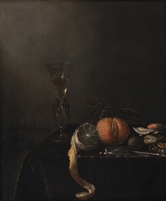 Still life with fruit and wine glass by Jan Jansz van de Velde