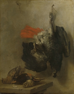 Still Life with Parrot, Woodpecker and Snipe by Cornelis Lelienbergh