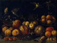 Still Life with Pomegranates, Apples, Pears, Grapes, Figs and Birds