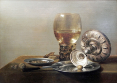 Still-life with Wine Glass and Silver Bowl by Pieter Claesz
