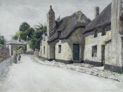 Thatched Cottages (possibly R.L. Stephenson's birthplace) by Charles Duncan Hay-Campbell