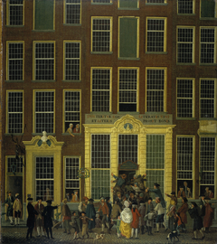 The Bookshop and Lottery Agency of Jan de Groot in the Kalverstraat in Amsterdam by Isaac Ouwater