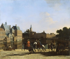 The Hofvijver in The Hague, as seen from the Korte Vijverberg by Gerrit Adriaenszoon Berckheyde
